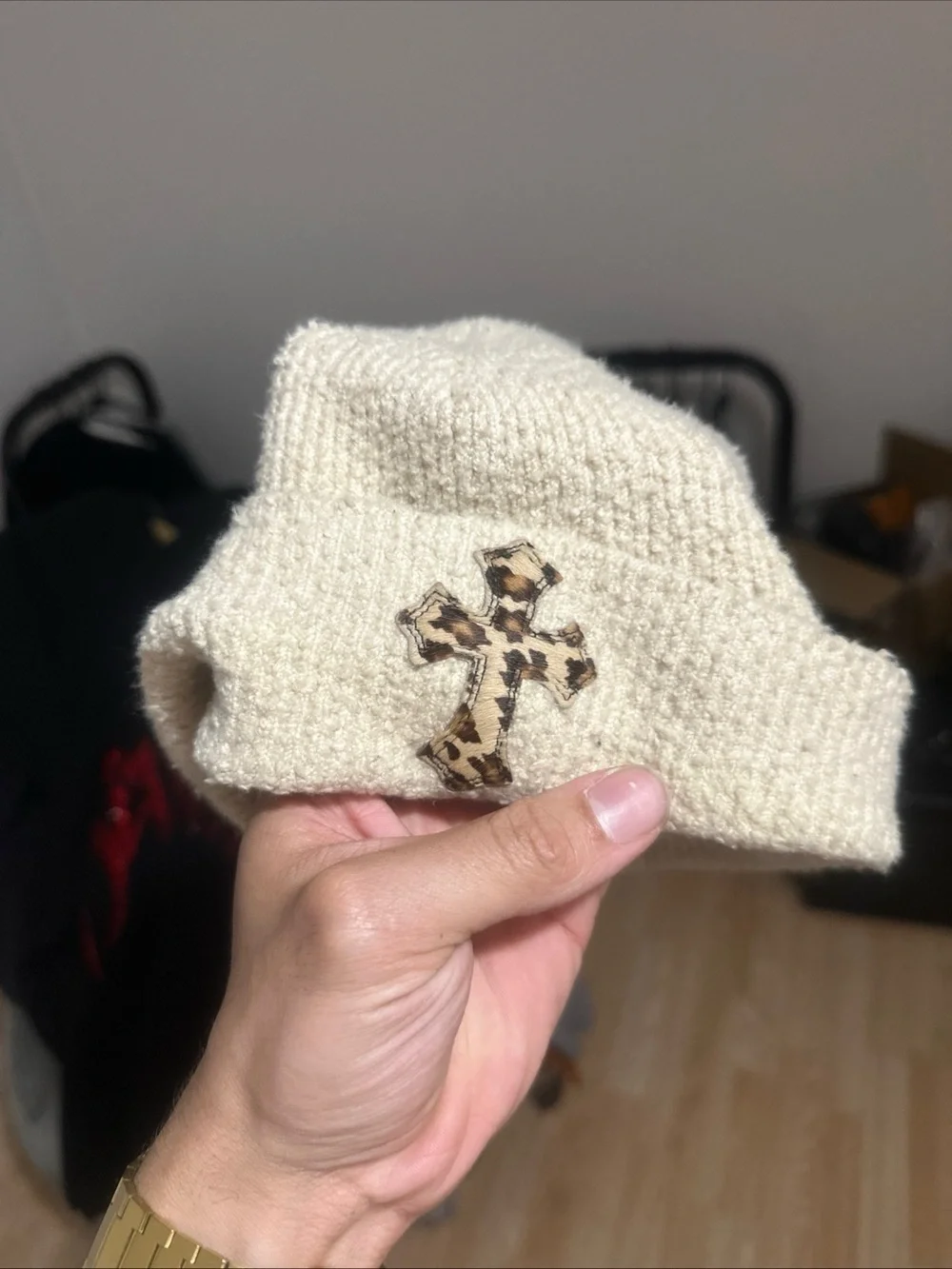 Chrome Hearts cream knit beanie